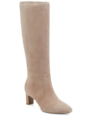 Rockport Women's Mabel Wide-calf Suede Dress Boots In Brown