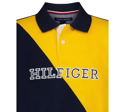 Tommy Hilfiger Big Boys S-xl Diagonal Pieced Polo Shirt In Multi