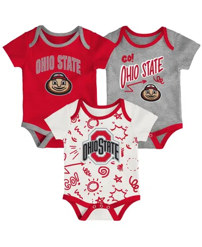 Outerstuff Baby Boys And Girls 3-piece Ohio State Buckeyes All Day Play Bodysuit Set In Multi