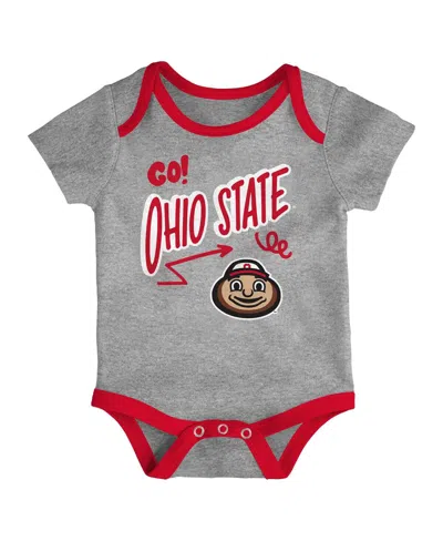 Outerstuff Baby Boys And Girls 3-piece Ohio State Buckeyes All Day Play Bodysuit Set In Multi