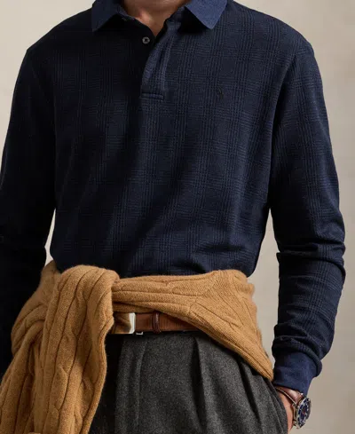 Polo Ralph Lauren Men's Classic-fit Glen Plaid Jersey Polo Shirt In Blue