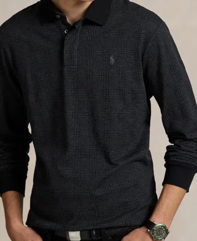 Polo Ralph Lauren Men's Classic-fit Glen Plaid Jersey Polo Shirt In Black