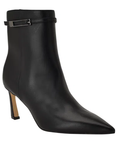 Calvin Klein Women's Alenna Buckle Strap Stiletto Booties In Black