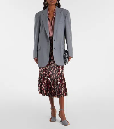 Dries Van Noten Two-tone Pleated Jacquard Clutch With Sequin Detail In Black