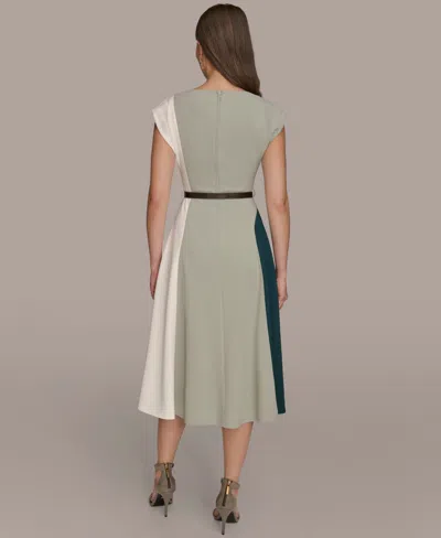 Donna Karan Color Block A Line Dress In Gray