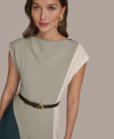 Donna Karan Color Block A Line Dress In Gray
