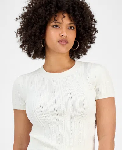 Guess Women's Marcie Chenille Cable Sweater In White