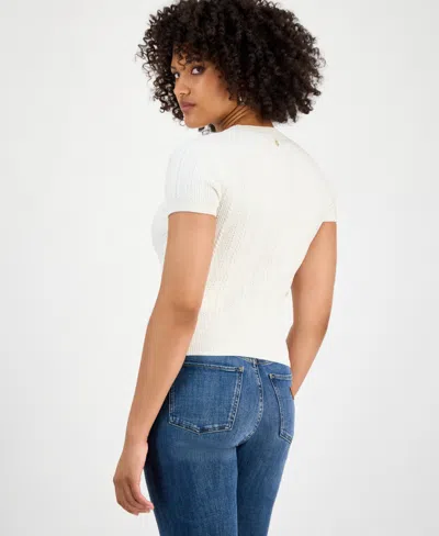 Guess Women's Marcie Chenille Cable Sweater In White