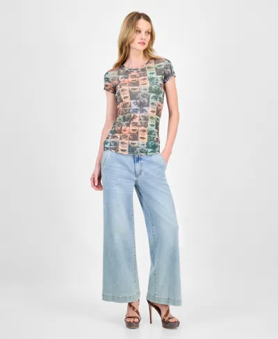 Guess Women's Embellished Lips T-shirt In Blue