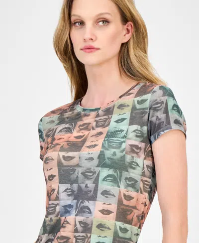 Guess Women's Embellished Lips T-shirt In Blue