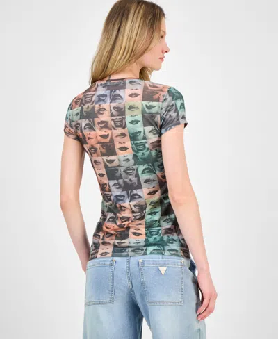 Guess Women's Embellished Lips T-shirt In Blue