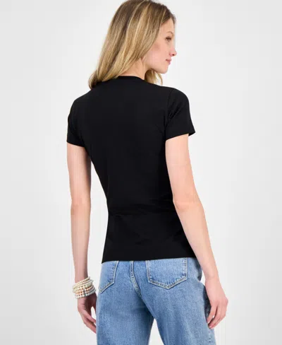 Guess Python Triangle Embellished Graphic T-shirt In Black