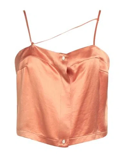 Isabelle Blanche Paris Woman Top Camel Size M Acetate, Polyester In Brown