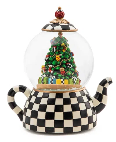 Mackenzie-childs Courtly Check Teapot Snow Globe In Multi