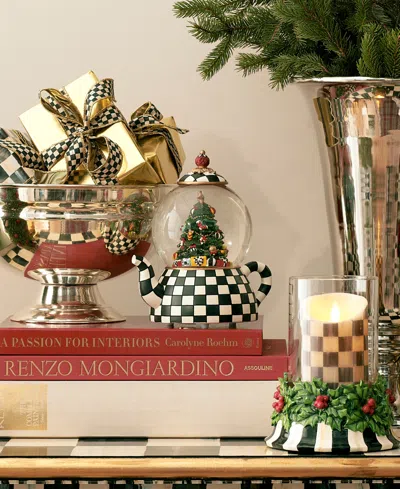 Mackenzie-childs Courtly Check Teapot Snow Globe In Multi