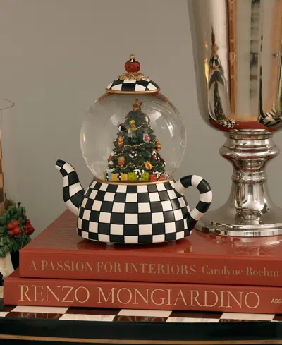 Mackenzie-childs Courtly Check Teapot Snow Globe In Multi