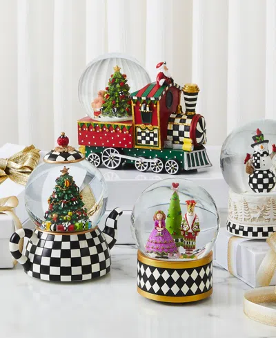Mackenzie-childs Courtly Check Teapot Snow Globe In Multi