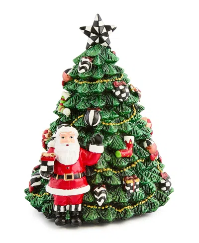 Mackenzie-childs Courtly Check Christmas Tree Rotating Music Box In Multi