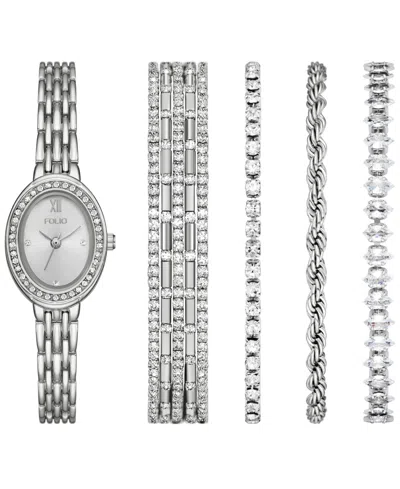 Folio Women's Quartz Three-hand Silver Alloy Watch Set, 23mm