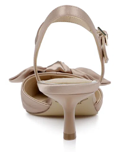 Jewel Badgley Mischka Ember Ankle Strap Pointed Toe Kitten Heel Pump In Neutral