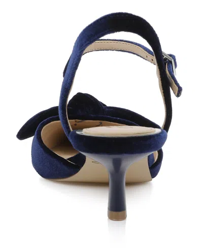 Jewel Badgley Mischka Ember Ankle Strap Pointed Toe Kitten Heel Pump In Blue