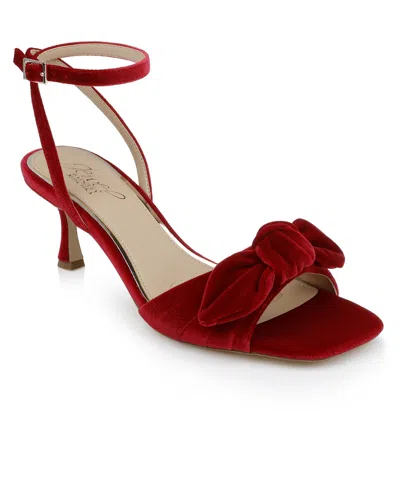 Jewel Badgley Mischka Women's Emeli Bow Square Toe Sandals In Red