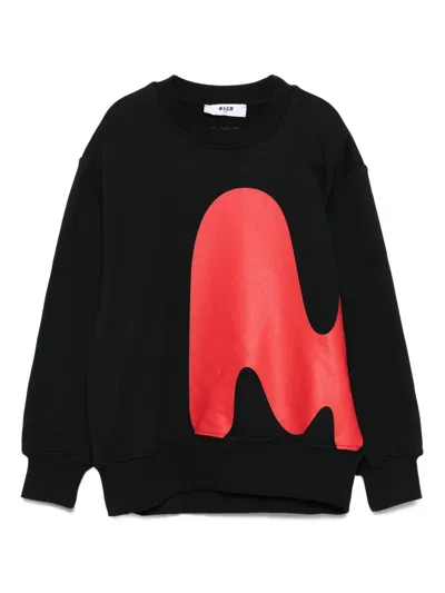 Msgm Abstract-print Sweatshirt In Black
