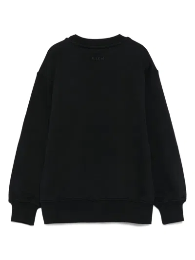 Msgm Abstract-print Sweatshirt In Black