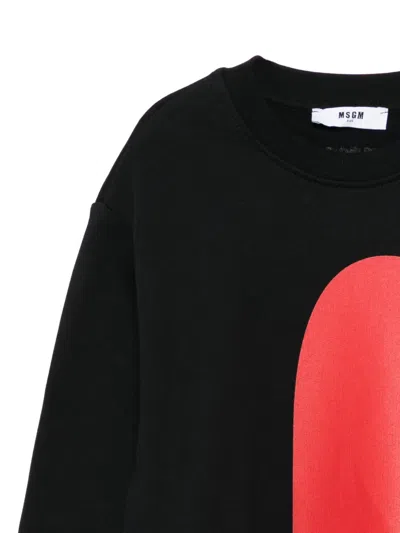 Msgm Abstract-print Sweatshirt In Black