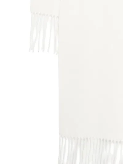 Liu •jo Fringed Leather-label Scarf In White