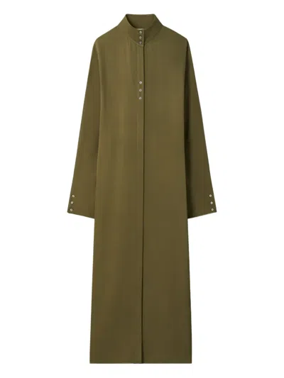 Tory Burch Green Button Fastening Collared Neckline In Green