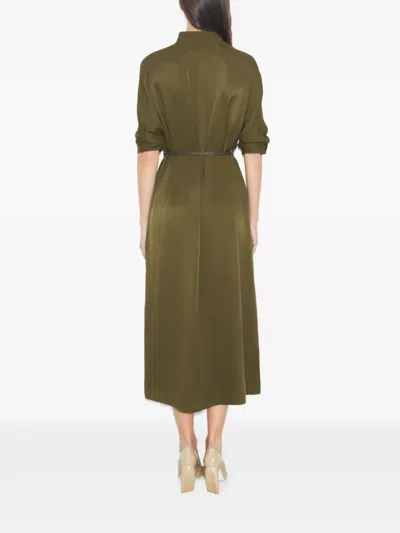 Tory Burch Green Button Fastening Collared Neckline In Green