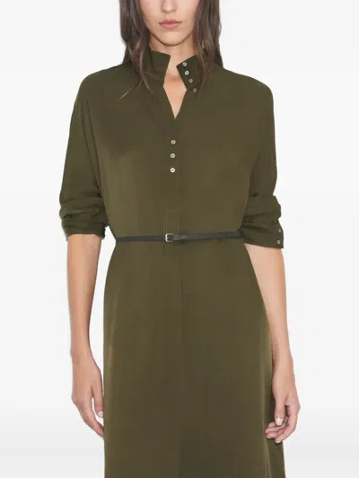 Tory Burch Green Button Fastening Collared Neckline In Green