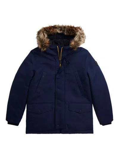 Polo Ralph Lauren Big Boys Faux-fur-trim Down Parka In Blue