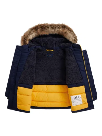 Polo Ralph Lauren Big Boys Faux-fur-trim Down Parka In Blue