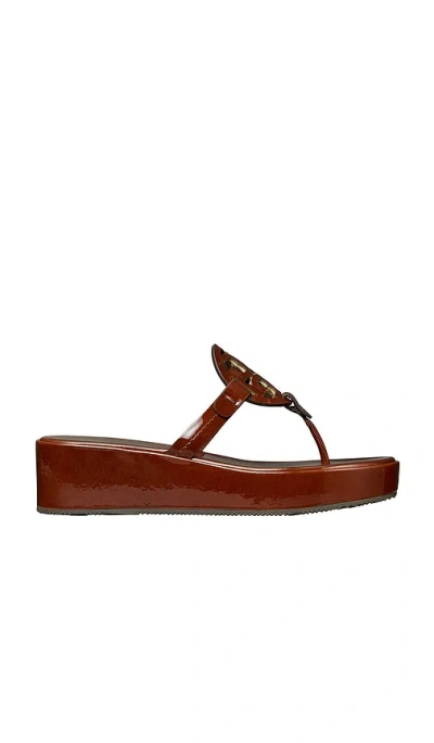 Tory Burch 25mm Miller Wedge Sandals In Brown