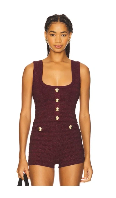 Retroféte Nella Cropped Bandage Knit Tank Top In Burgundy