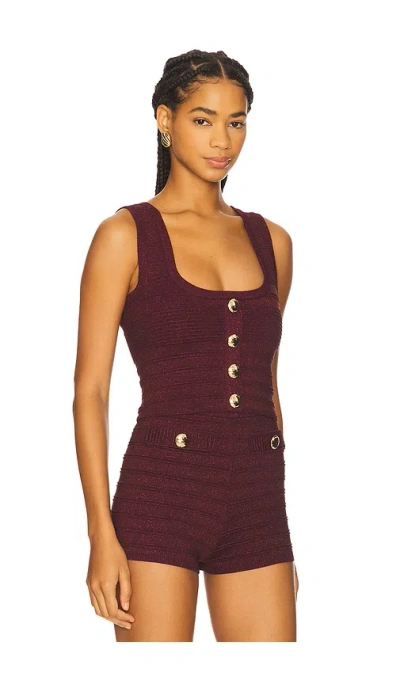 Retroféte Nella Cropped Bandage Knit Tank Top In Burgundy