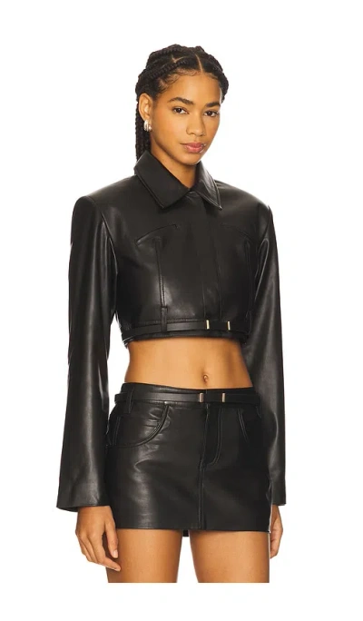 Lamarque Gia Leather Crop Jacket In Black
