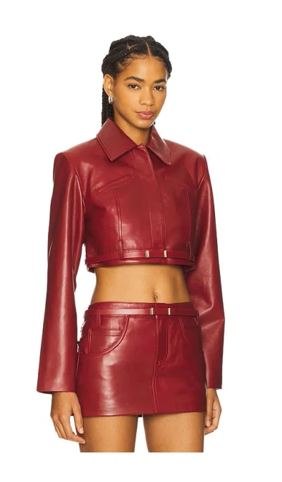 Lamarque Gia Cropped Leather Jacket In Pink
