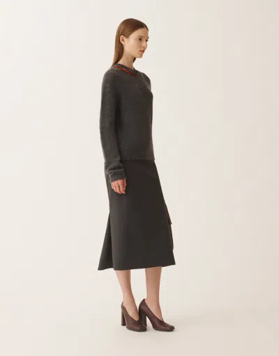 Fabiana Filippi Bi-stretch Fresco Wool Skirt In Gray