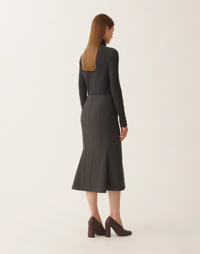 Fabiana Filippi Bi-stretch Fresco Wool Skirt In Gray