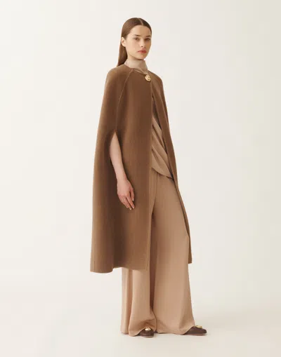 Fabiana Filippi Cape In Soft Double Chevron In Brown