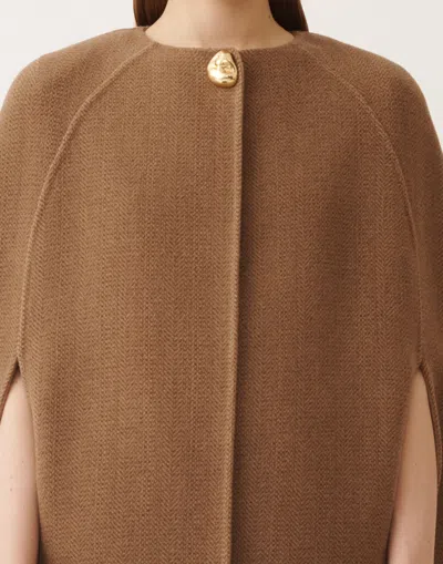 Fabiana Filippi Cape In Soft Double Chevron In Brown