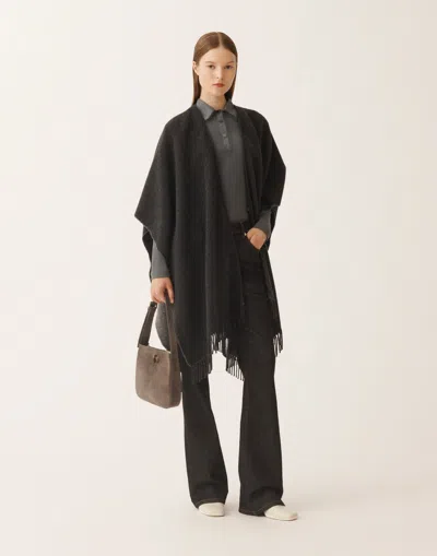 Fabiana Filippi Open Wool And Cashmere Cape In Gray