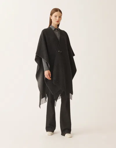 Fabiana Filippi Open Wool And Cashmere Cape In Gray