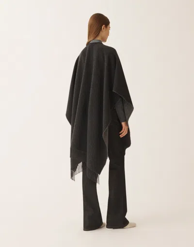 Fabiana Filippi Open Wool And Cashmere Cape In Gray