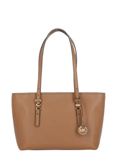 Michael Michael Kors Double Handle Shoulder Bag With Gold Hardware In Brown
