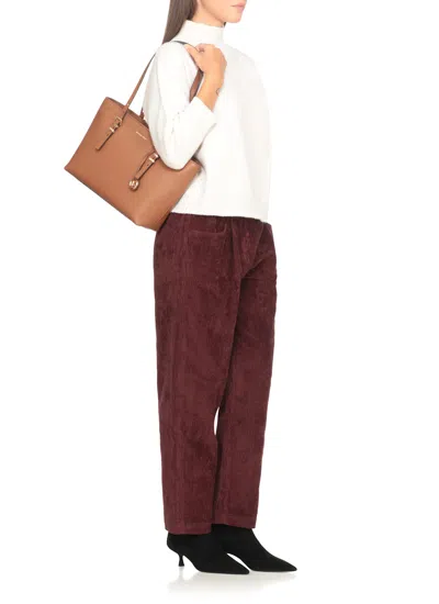 Michael Michael Kors Double Handle Shoulder Bag With Gold Hardware In Brown