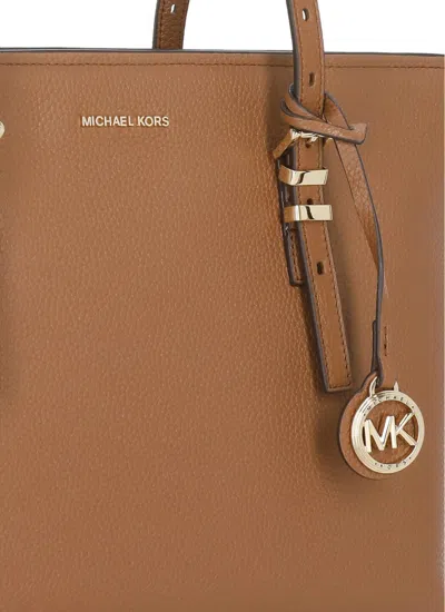 Michael Michael Kors Double Handle Shoulder Bag With Gold Hardware In Brown